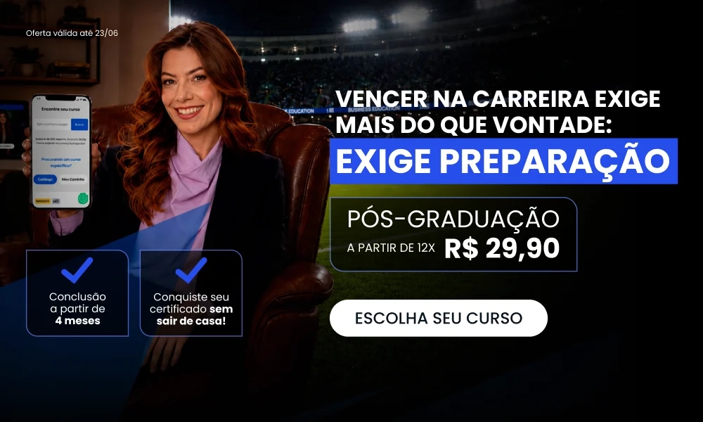 Vencer na carreira exige mais do que vontade: Exige Preparação. Pós-Graduação a partir de 12x de 29.90.